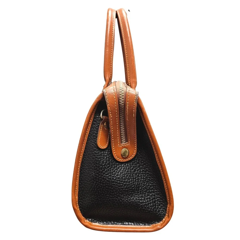Dooney & Bourke Satchel Bag Womens Medium Black Tan Vintage AWL Duck